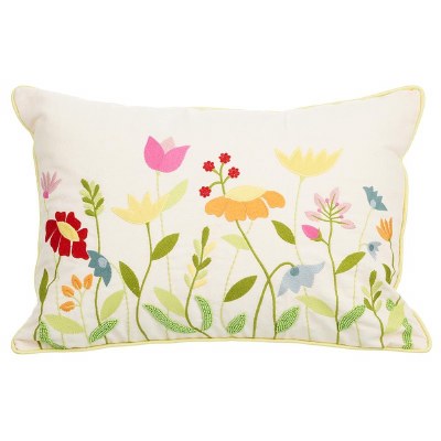 14" x 20" Multicolor Flower Pillow