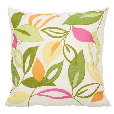 20" Sq Multicolor Leaves Pillow