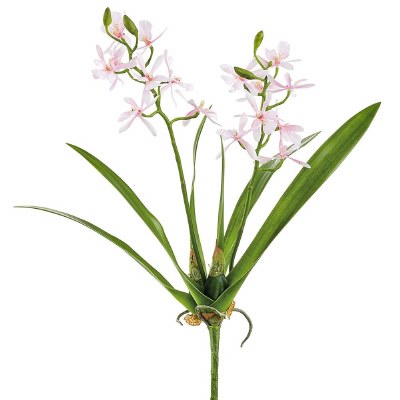 16" Faux Pink Cattaleya With Leaves