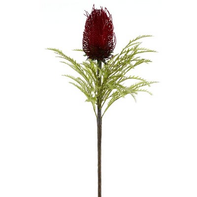 34" Faux Red Banksia Spray