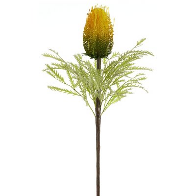 34" Faux Yellow Banksia Spray