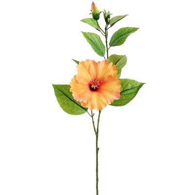 27" Faux Peach and Coral Hibiscus Spray
