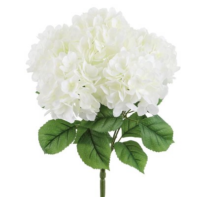 18" Faux White Hydrangea Bush