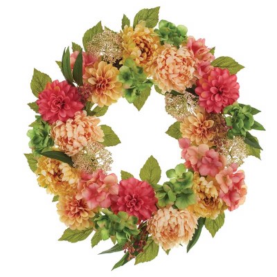 20" Faux Multicolor Flower Wreath