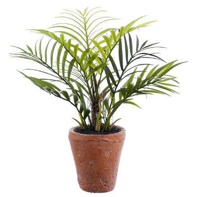 13" Faux Green Parlor Palm in a Terracotta Pot