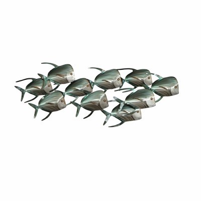 48" Blue Ten Look Down Fish School Metal Plaque MM121B