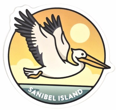 3" "Sanibel Island" Pelican Sticker