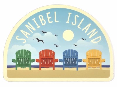 3" "Sanibel Island" Adirondack Chairs Sticker