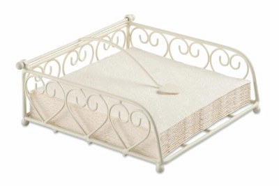 Cream Heart Lunch Napkin Holder