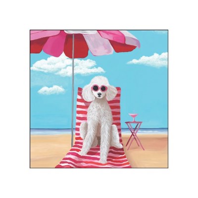 5" Sq Fifi Dog at the Beach Beverage Napkins