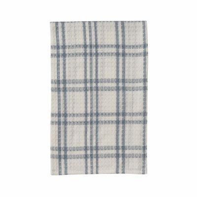 28" x 18" Blue and White French Farmhouse Plaid Kitchen Towel