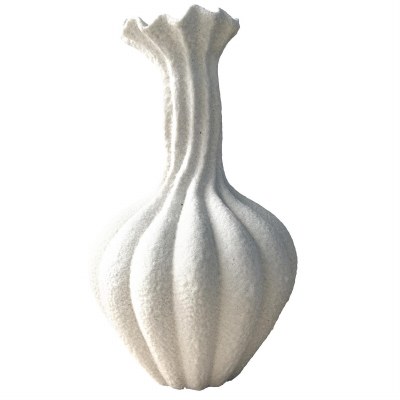 12" White Ribbed Twist Polyresin Vase