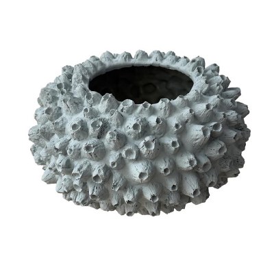 11" Round Blue Gray Faux Barnacle Polyresin Vase