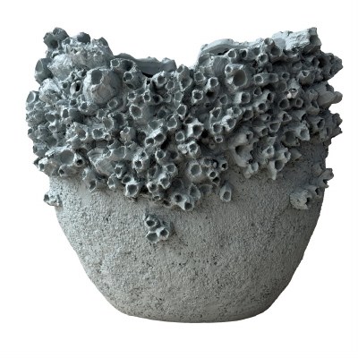 12" Blue Gray Faux Barnacle Polyresin Vase