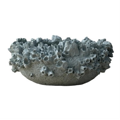11" Round Blue Gray Faux Barnacle Polyresin Bowl
