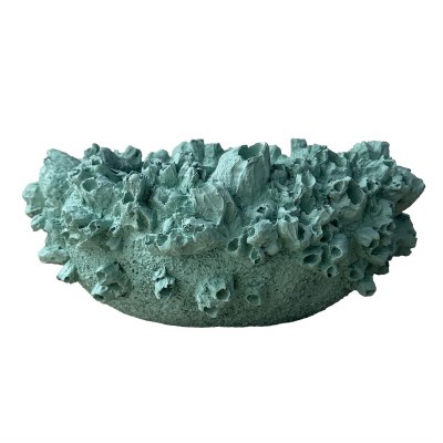11" Round Teal Faux Barnacle Polyresin Bowl