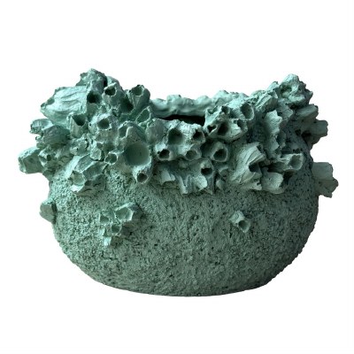 6x9" Teal Faux Barnacle Polyresin Bowl