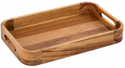 9" x 15" Brown Wood Handle Tray