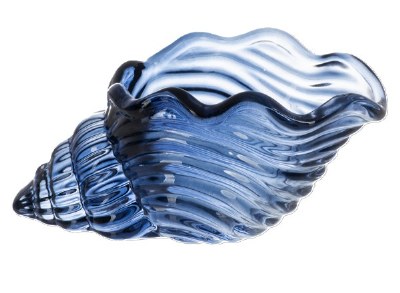 5" Blue Glass Whelk Shell Trinket Dish