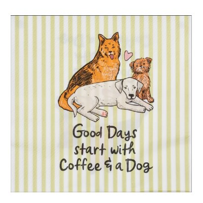 5" Sq "Good Days Start With Coffee & A Dog" Beverage Napkins