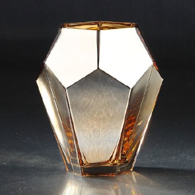 8" Gold Geometric Glass Vase