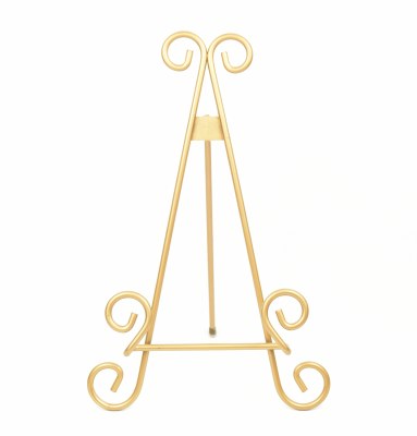 11" Gold Scrollwork Metal Easel Plate Stand