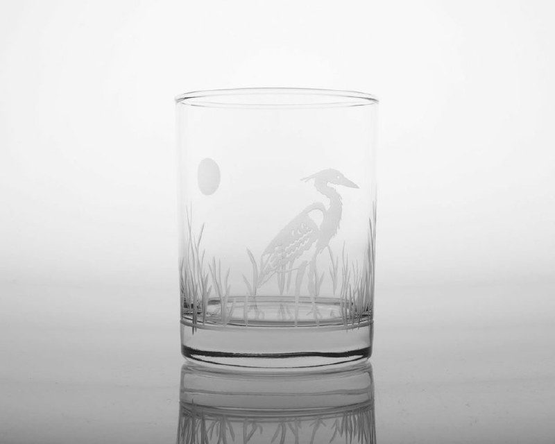 14 fl oz Etched Heron Old Fashioned Glass Wilford & Lee Home Accents