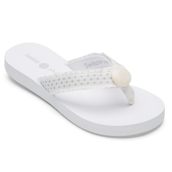 white foam flip flops