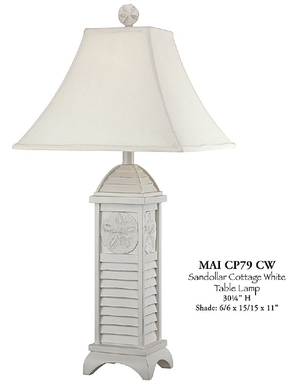 30 Cottage White Sand Dollar Shutter Lamp 30 Cottage White Sand Dollar Shutter Lamp
