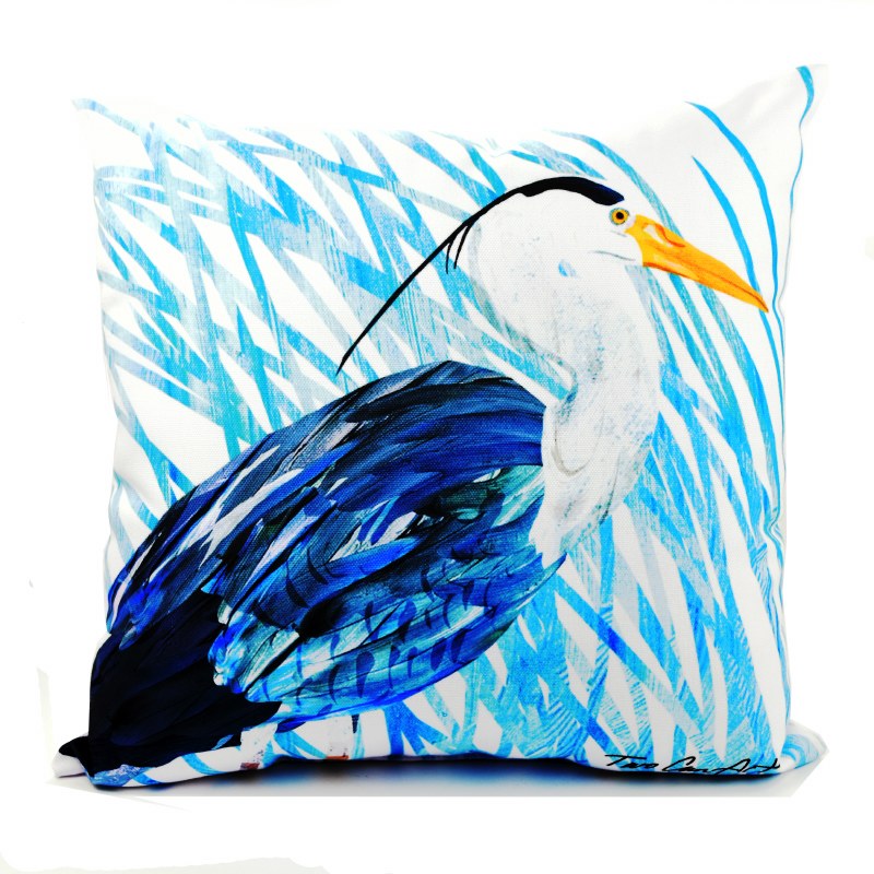 18 Square Blue Heron Pillow Wilford And Lee Home Accents 