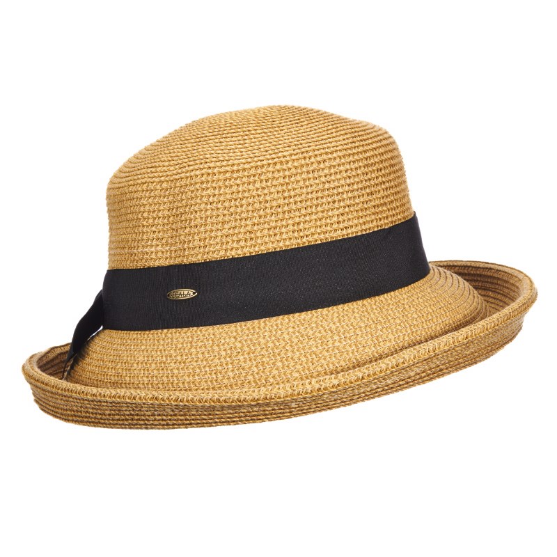 3" Brown Woven Upturned Brim Hat with Ribbon Wilford & Lee Home Accents