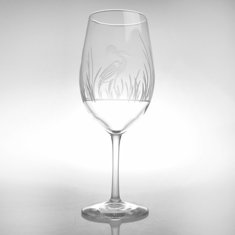 Heron Etched Stemless Wine Glasses - Set of 4