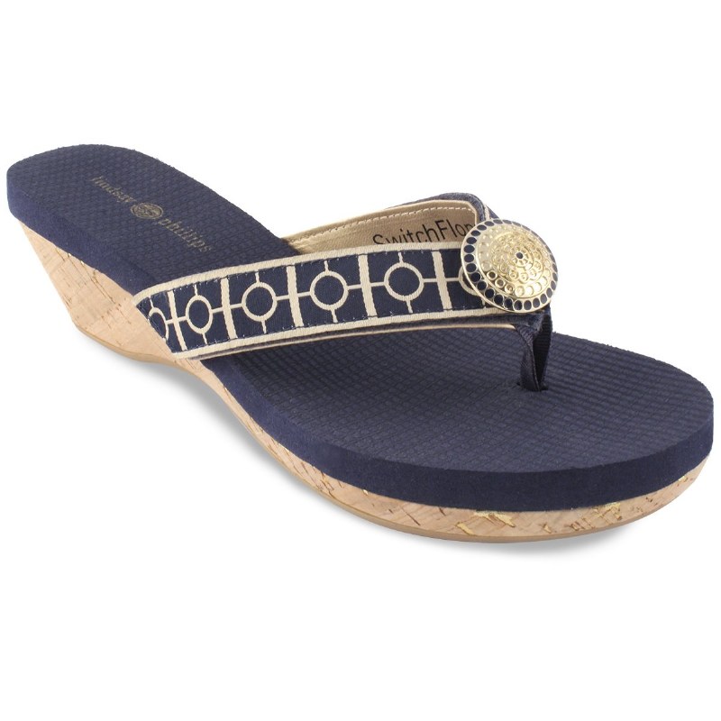 navy wedge flip flops