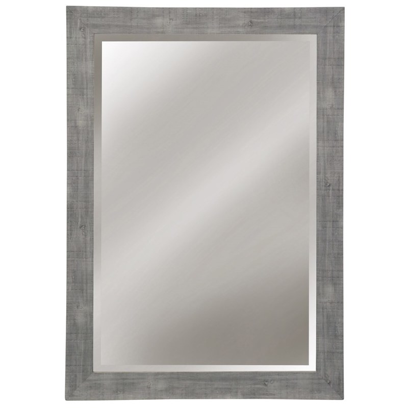 42 X 30 Gray Framed Beveled Mirror With Etched Molding Wilford 42 X 30 Gray Framed Beveled Mirror