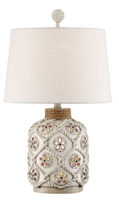 25 Distressed White Finish Roped Sand Dollar Night Light Table Lamp 25 Distressed White Finish Roped Sand Dollar Night Light Table Lamp