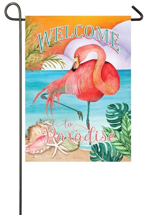 18 X 13 Mini Welcome To Paradise Flamingo Garden Flag Wilford