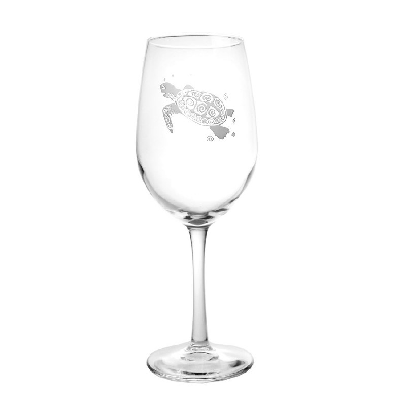 12 Fl Oz Etched Sea Turtle Wine Glass Wilford Lee Home Accents