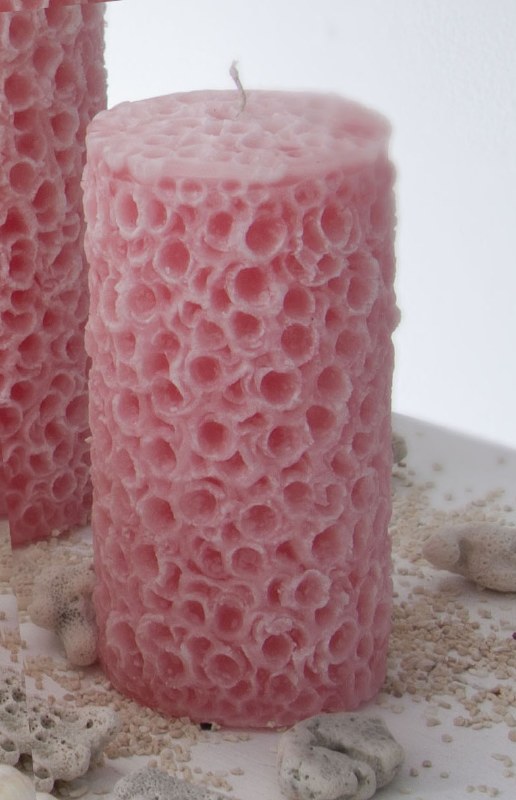 coral pillar candles