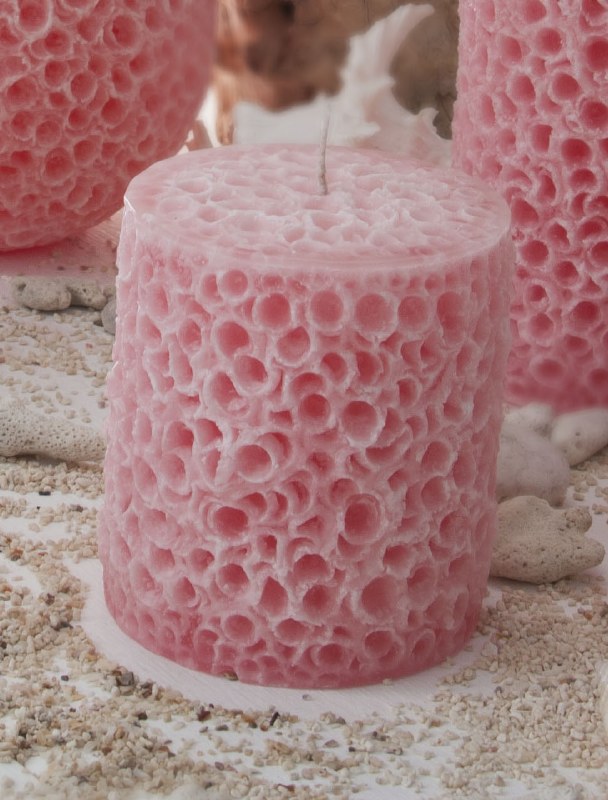 coral pillar candles