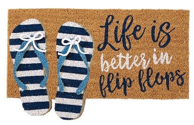 18 X 30 Blue And White Flip Flops Coir Doormat Wilford Lee