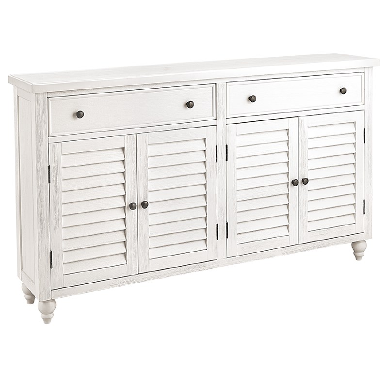 60 Antique White Two Drawers With Shutter Doors Credenza - Wilford & Lee  Home Accents