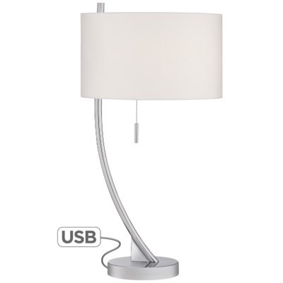 silver lamp with usb port