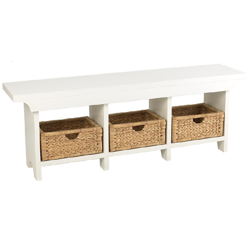 54 White 3 Basket Bench Wilford Lee Home Accents