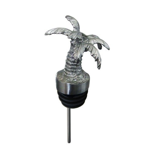 5" Stainless Steel Metal Embossed Palm Menagerie Wine Pourer by In Vino