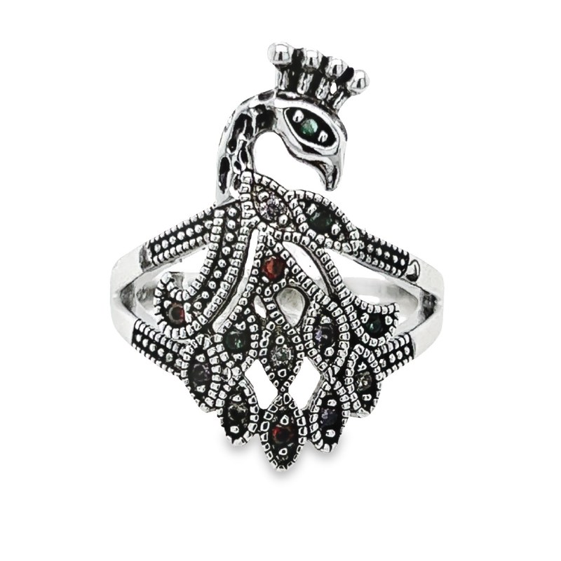 Female Modern Oxidized Silver Peacock Ring, Adjustable at best price in  Indore