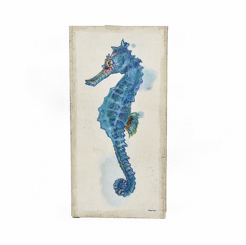 24" x 12" Blue Seahorse 2 Canvas Wilford & Lee Home Accents