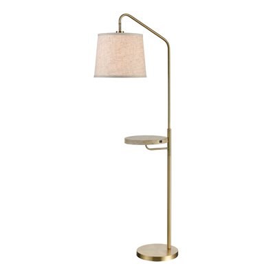 brass floor lamp with table