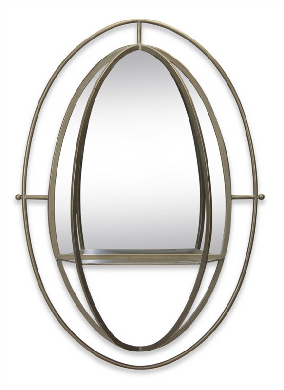 38" Oval Metal Mirror With Shelf Wilford & Lee Home Accents