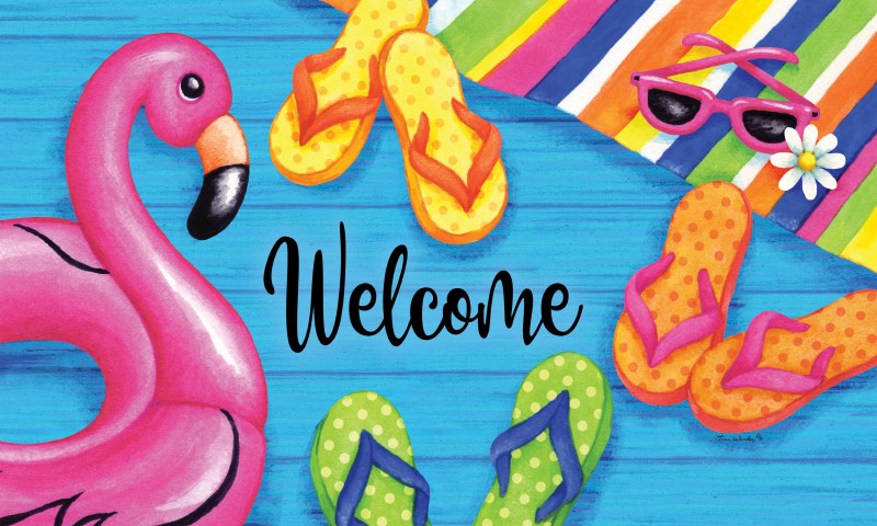 18 X 30 Flip Flops And Flamingo Welcome Doormat Wilford Lee