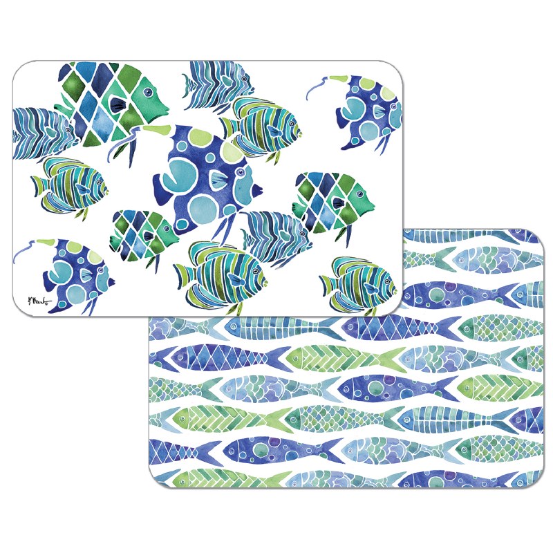 11" x 17" Blue and Green Fish Reversible Placemat Wilford & Lee Home